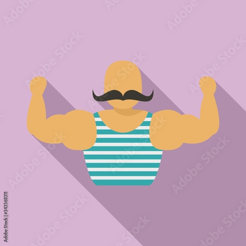 Circus strongman icon. Flat illustration of circus strongman vector icon for web design