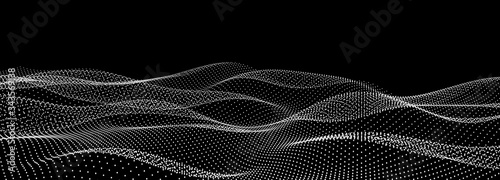Abstract digital wave of particles. Futuristic point wave. Technology background vector. Vector illustration