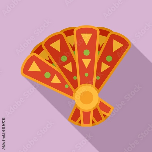 Mexican hand fan icon. Flat illustration of mexican hand fan vector icon for web design