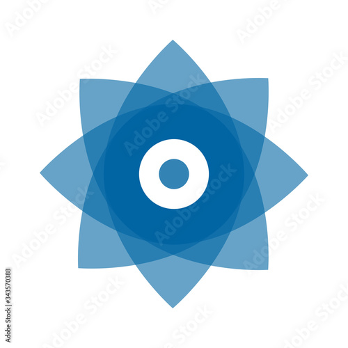 Light blue abstract geometric flower logo template. Business abstract icon isolated on white. Use for logo, sign, symbol, web, label, icon