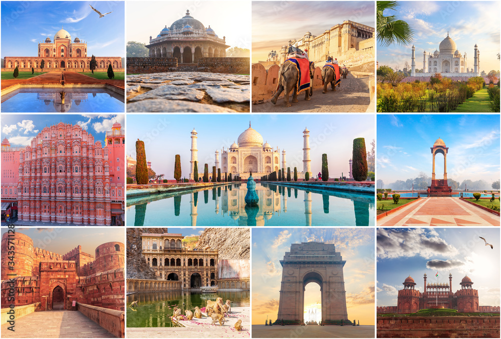 Famous places of India in the collage of photos