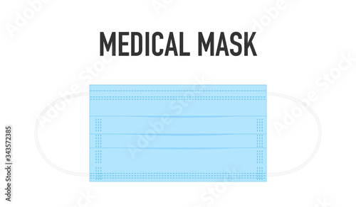 Medical mask isolated on background. Surgical mask. 3-ply surgical mask to cover the mouth and nose. Procedure mask from bacteria. Corona virus protection concept. Covid-19