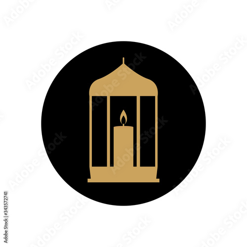 ramadan concept, traditional lantern icon, block line style