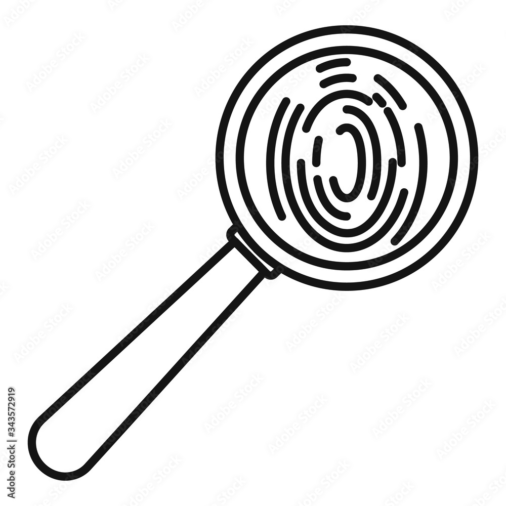 Magnifier fingerprint icon. Outline magnifier fingerprint vector icon for web design isolated on white background Magnifier fingerprint icon. Outline magnifier fingerprint vector icon for web design isolated on white background