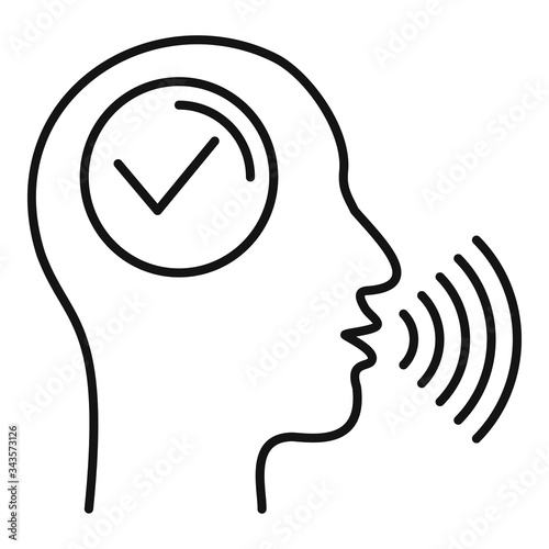 Approved voice recognition icon. Outline approved voice recognition vector icon for web design isolated on white background