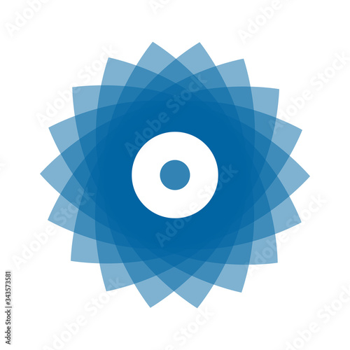 Light blue abstract geometric flower logo template. Business abstract icon isolated on white. Use for logo, sign, symbol, web, label, icon