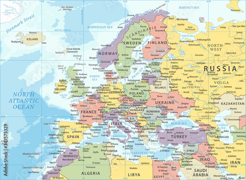 Europe Map - Color Vector Illustration