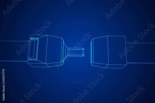 Safety auto seat belt open. Wireframe low poly mesh vector illustration.