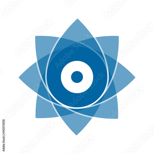 Light blue abstract geometric flower logo template. Business abstract icon isolated on white. Use for logo, sign, symbol, web, label, icon