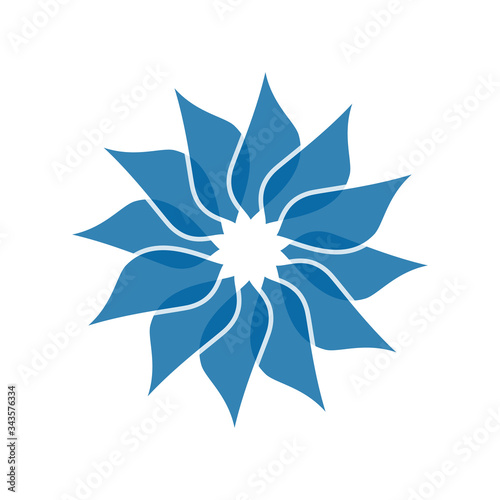 Light blue abstract geometric flower logo template. Business abstract icon isolated on white. Use for logo, sign, symbol, web, label, icon