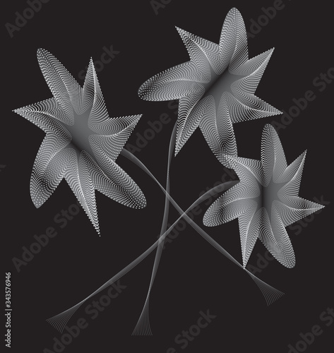 Flowers. Dotted Halftone Vector Pattern or Texture