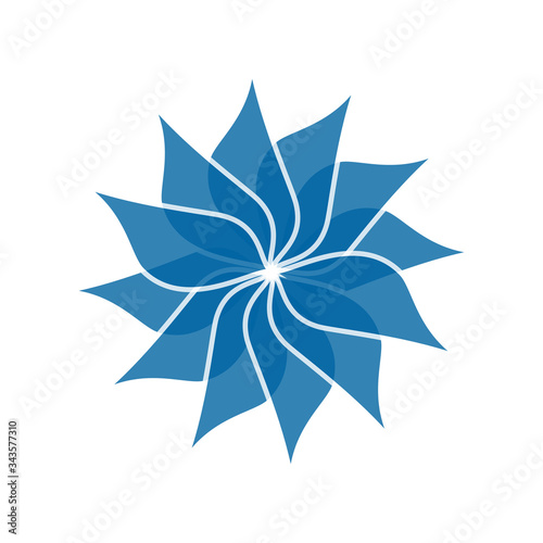 Light blue abstract geometric flower logo template. Business abstract icon isolated on white. Use for logo, sign, symbol, web, label, icon