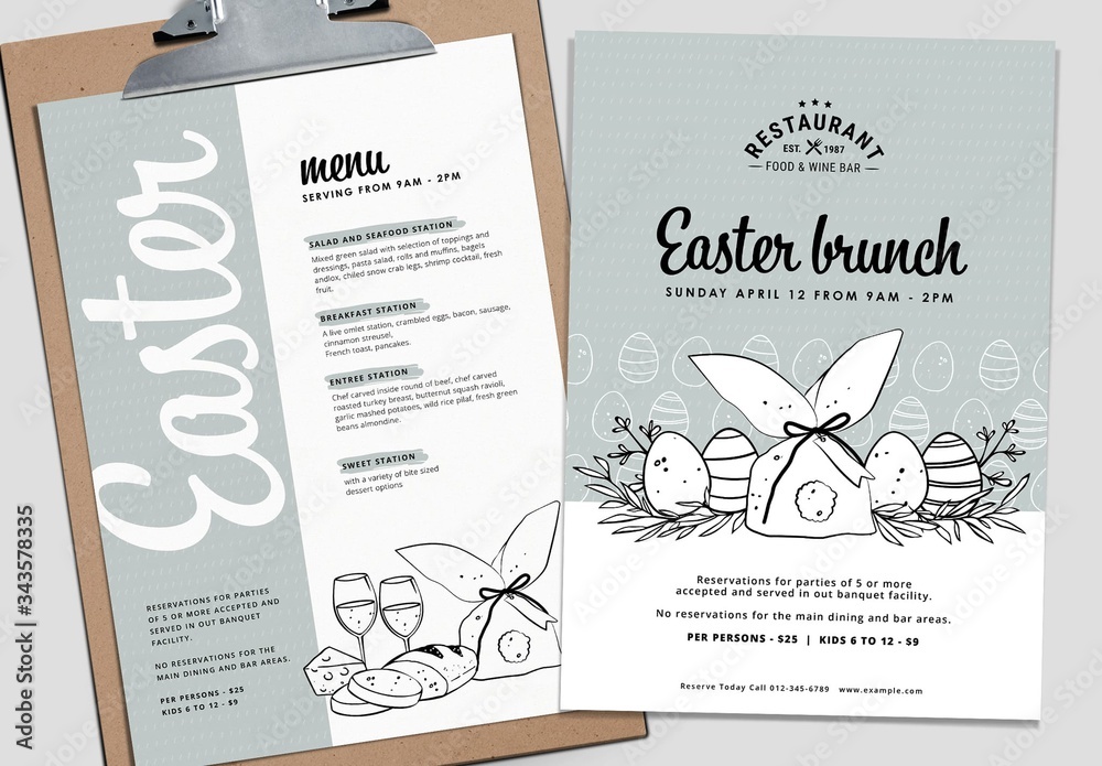 Menu Layout with Easter Illustrations Stock Template | Adobe Stock