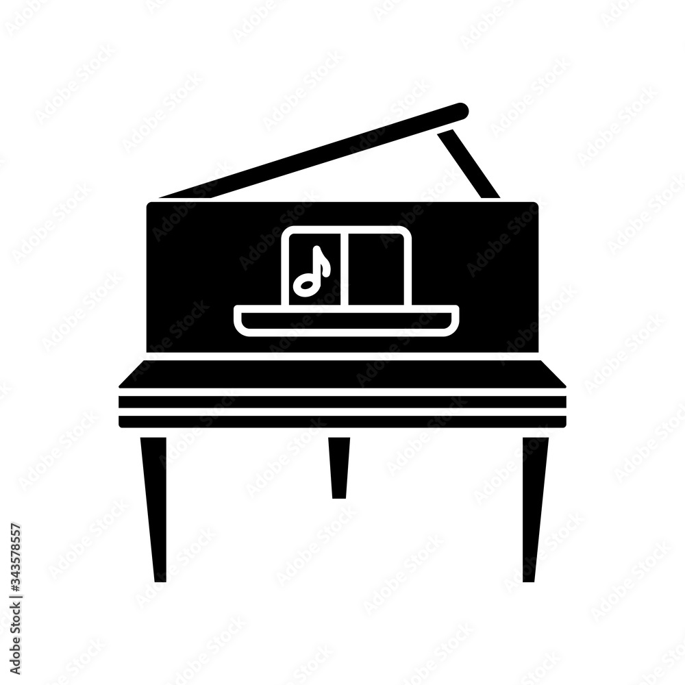 Grand piano black glyph icon