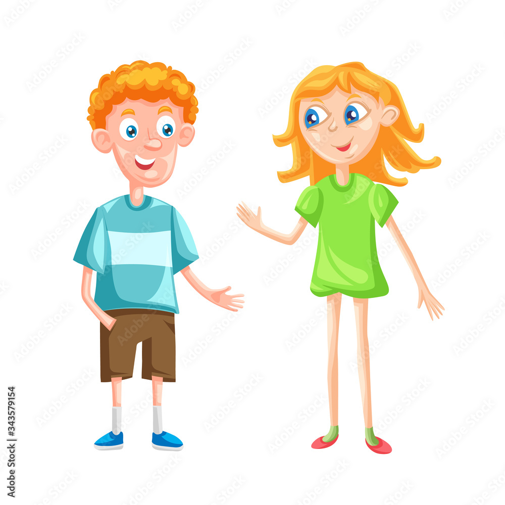 Boy and girl with backpacks