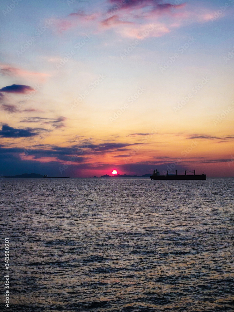 sunset over the sea sunset over the sea