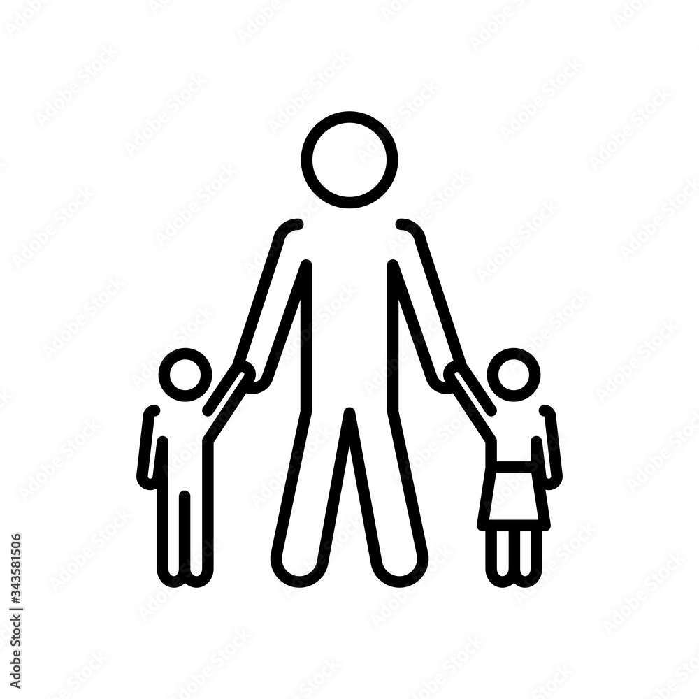 pictogram man with little kids, line style pictogram man with little kids, line style