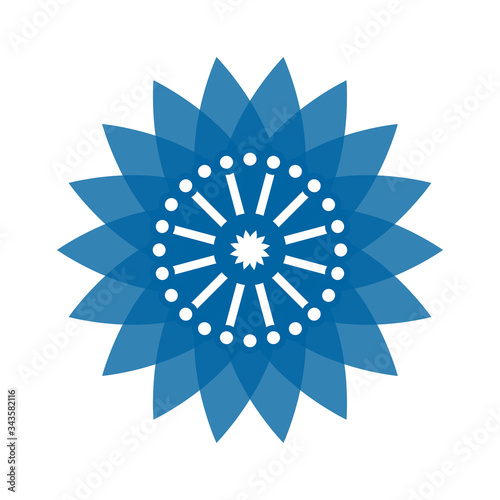 Light blue abstract geometric flower logo template. Business abstract icon isolated on white. Use for logo, sign, symbol, web, label, icon