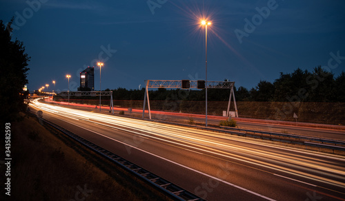 Highway traffic at night in the Netherlands