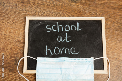The inscription in chalk on a small school blackboard 