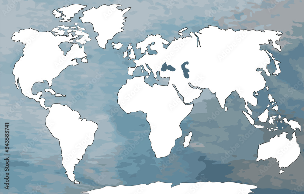 Blank White World map isolated on blue background. Blank White World map isolated on blue background.