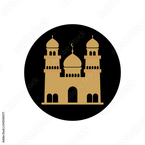 eid mubarak concept, islamic mosque icon, block style