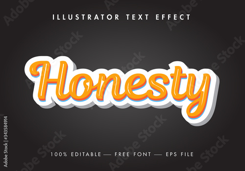 Honesty 3d Modern Text Effect and Typography Design. 