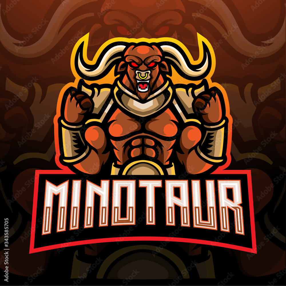 Minotaur esport logo mascot design.