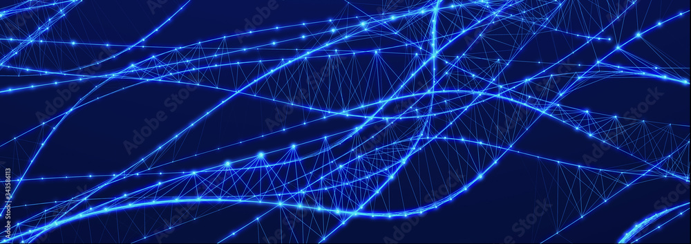 Naklejka premium Abstract digital connection dots. Technology background. Network connection structure. Plexus effect. 3d rendering