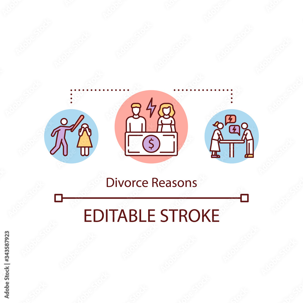 Divorce reasons concept icon Divorce reasons concept icon