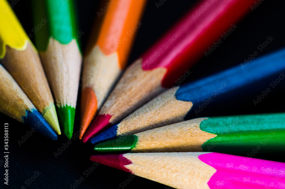 Pencils with different colors on black background Pencils with different colors on black background