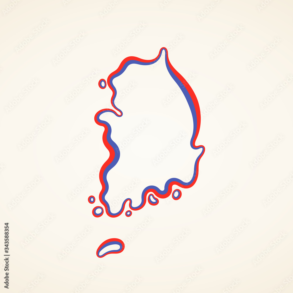 South Korea - Outline Map South Korea - Outline Map