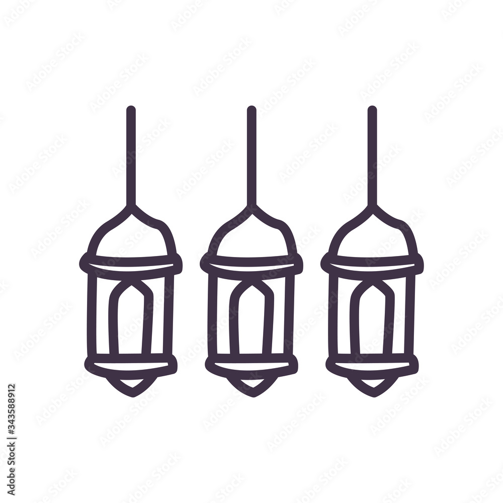 Eid mubarak lanterns line style icon vector design Eid mubarak lanterns line style icon vector design