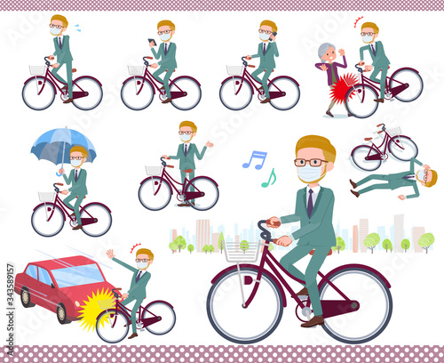 flat type mask blond hair businessman_city cycle