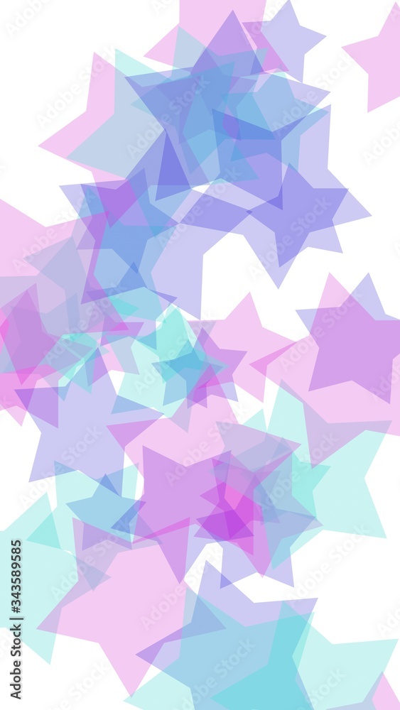 Multicolored translucent stars on a white background. Pink tones. 3D illustration Multicolored translucent stars on a white background. Pink tones. 3D illustration