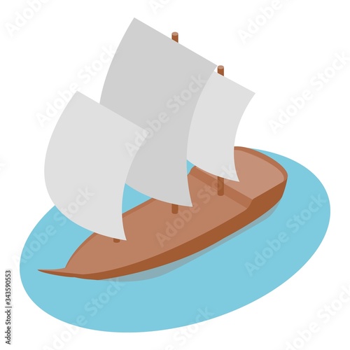 Sailing ship icon. Isometric illustration of sailing ship vector icon for web