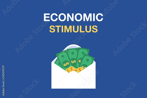 envelope with money and words economic stimulus