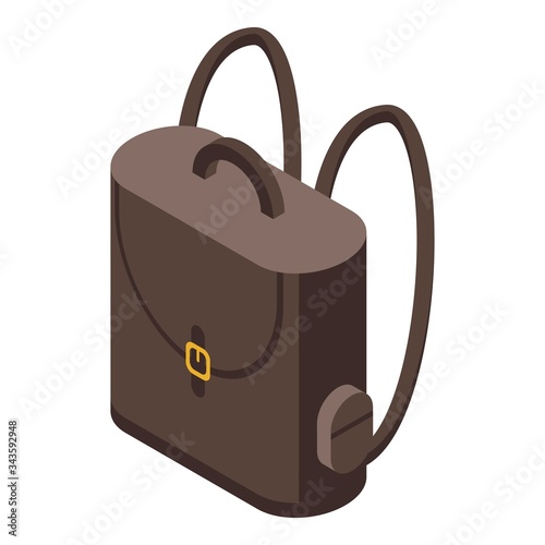 Safari backpack icon. Isometric of safari backpack vector icon for web design isolated on white background