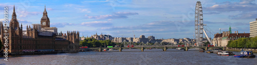 Photography Panoramic view of London skyline over river Thames.