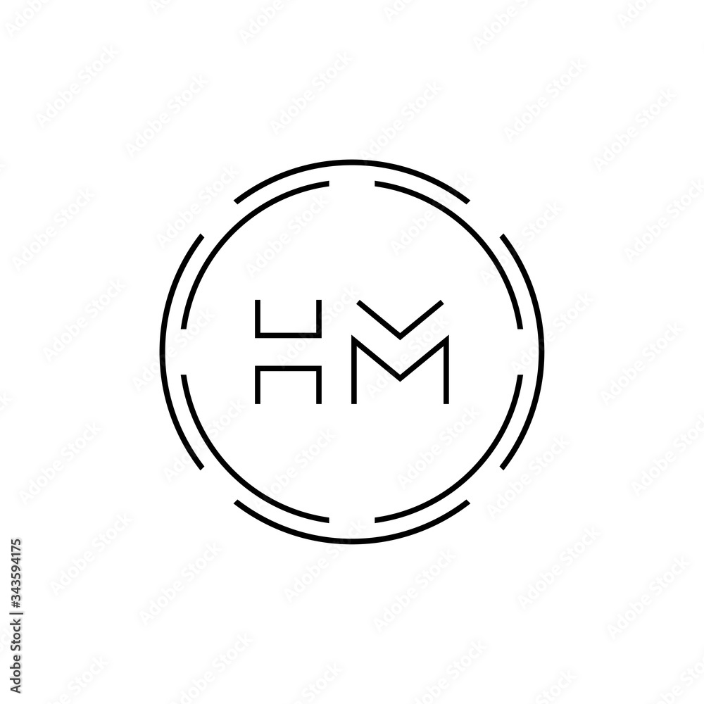 HM Logo Design Vector Template. Initial Circle Letter HM Vector Illustration HM Logo Design Vector Template. Initial Circle Letter HM Vector Illustration