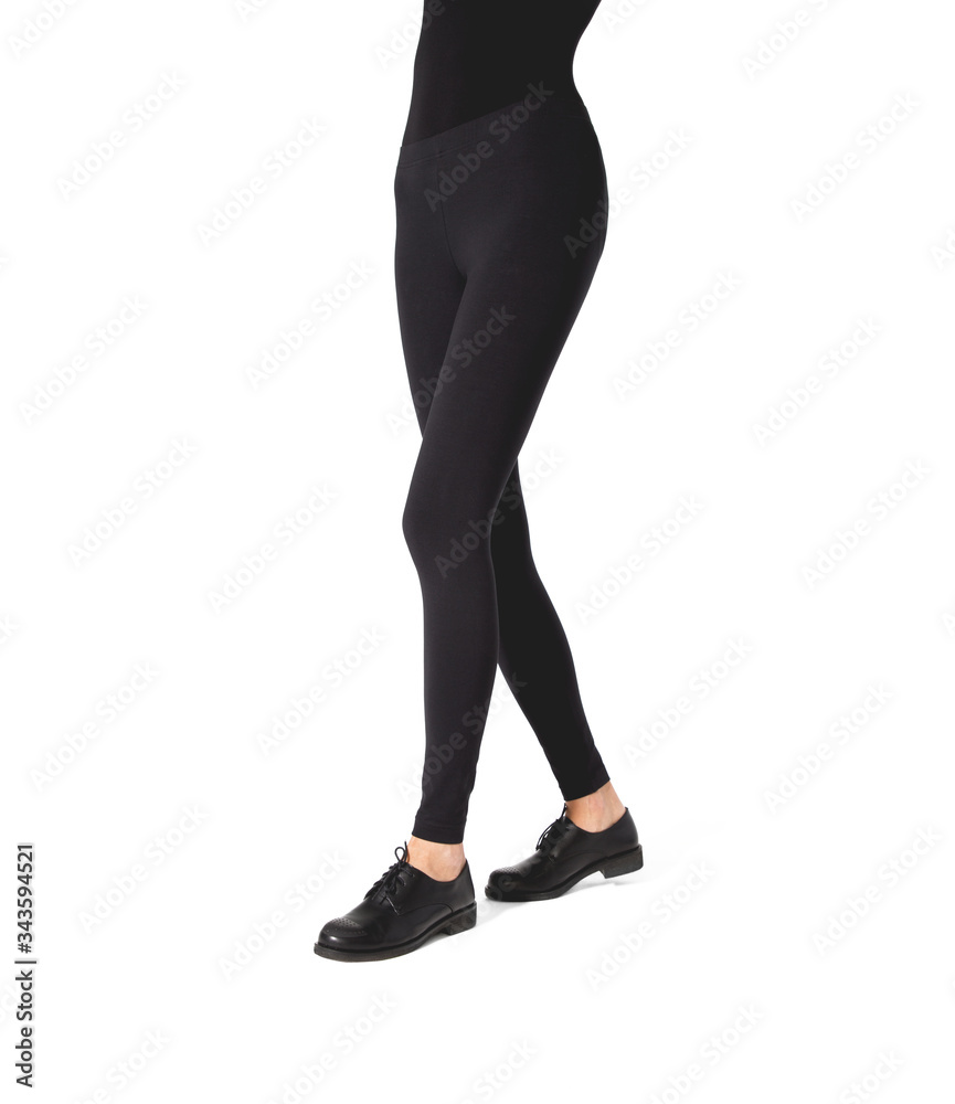 Woman wear black blank leggings mockup, isolated, clipping path. Women in clear leggins template. Cloth pants design presentation. Sport pantaloons stretch tights model wearing. Slim legs in apparel. Woman wear black blank leggings mockup, isolated, clipping path. Women in clear leggins template. Cloth pants design presentation. Sport pantaloons stretch tights model wearing. Slim legs in apparel.