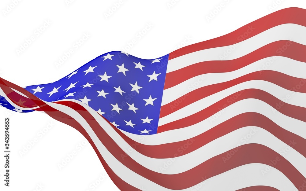 Waving flag of the United States of America. Stars and Stripes. State symbol of the USA. 3D illustration Waving flag of the United States of America. Stars and Stripes. State symbol of the USA. 3D illustration