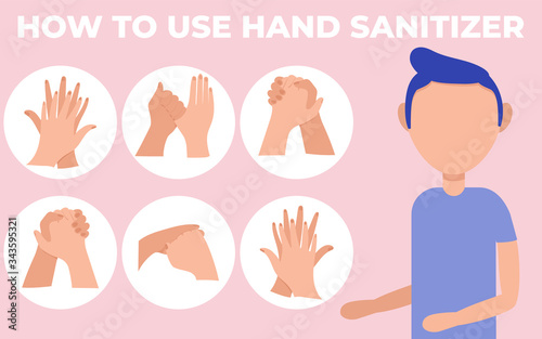 Wash your hands with alcohol gel. Personal hygiene, infographic procedure clean disease prevention covid-19.