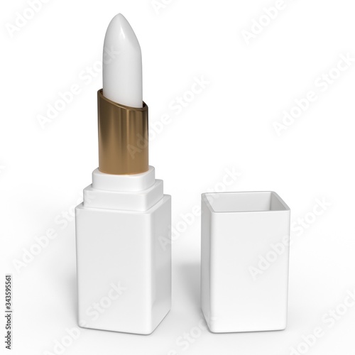 white opened lipstick mockup. 3d render