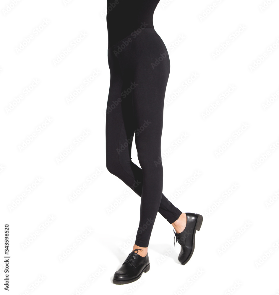 Woman wear black blank leggings mockup, isolated, clipping path. Women in clear leggins template. Cloth pants design presentation. Sport pantaloons stretch tights model wearing. Slim legs in apparel. Woman wear black blank leggings mockup, isolated, clipping path. Women in clear leggins template. Cloth pants design presentation. Sport pantaloons stretch tights model wearing. Slim legs in apparel.