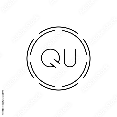Initial Letter QU Logo Design Vector Template. Digital Abstract Circle QU Letter Logo Design