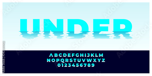 blue water effect font style design template