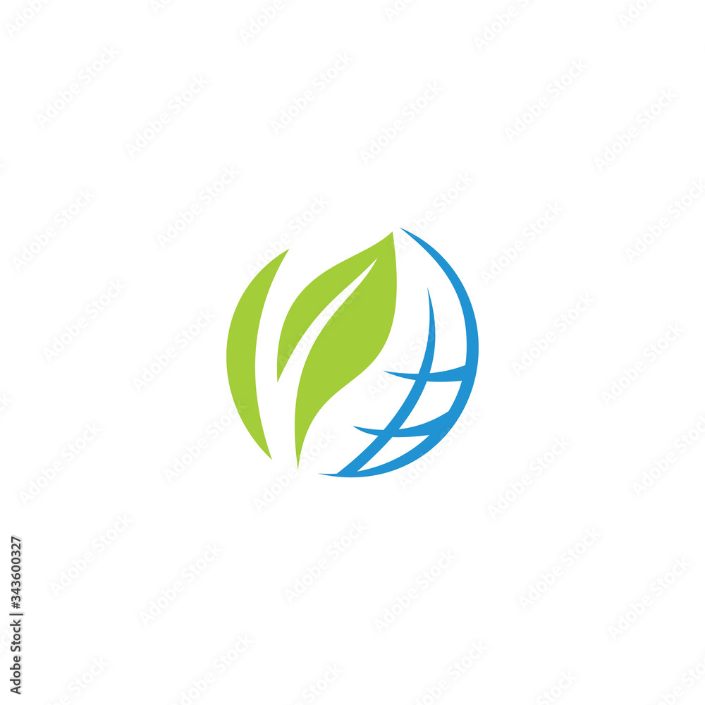 Fotografie Vector of planet and leaf logo combination