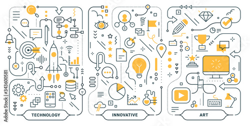 Vector creative set of innovate technology business process template. Business concept illustration on white background.