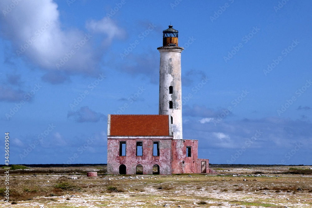 Old rundown lighthouse at Small Curacaco, Caribbean